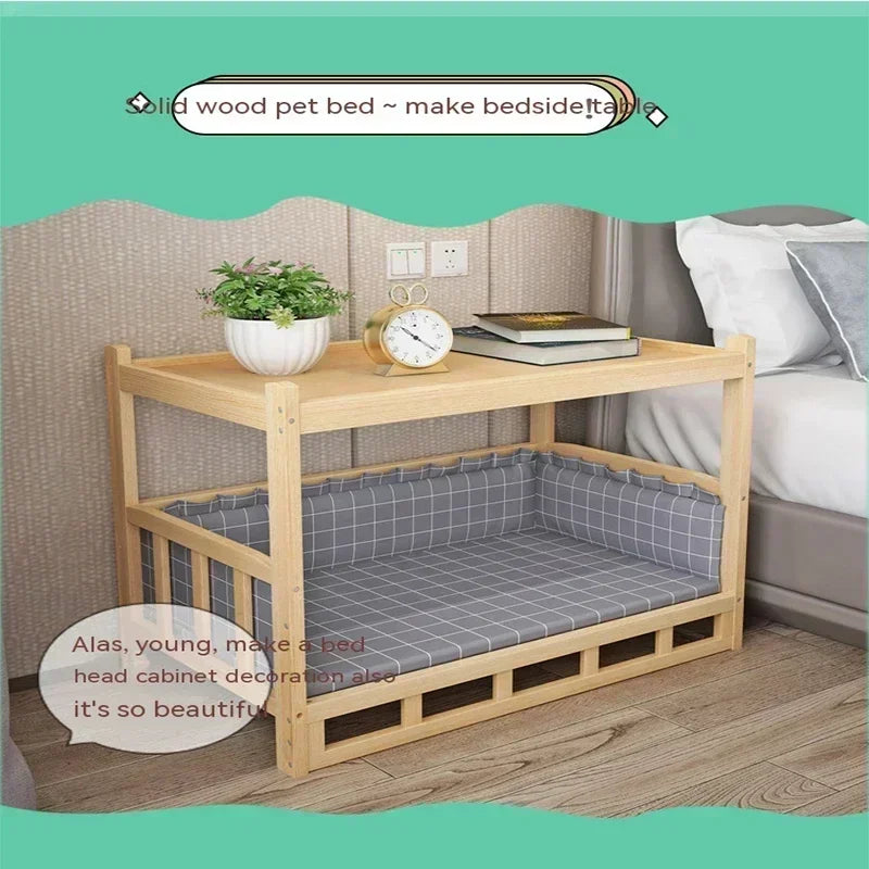 Simple Wooden Dog Bed Multifunctional Bedside Dog House Environmentally Friendly Practical Pet Bed Domestic Wooden Bedside Table