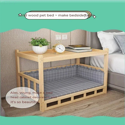 Simple Wooden Dog Bed Multifunctional Bedside Dog House Environmentally Friendly Practical Pet Bed Domestic Wooden Bedside Table