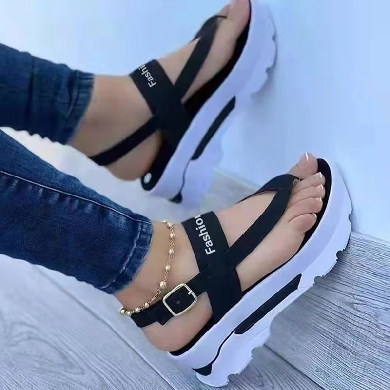 2025 Summer Cross-border Foreign Trade Large Size Wedge Heel Thong Strap Sandals for Women Southeast Asia New Outer Wear Roman S