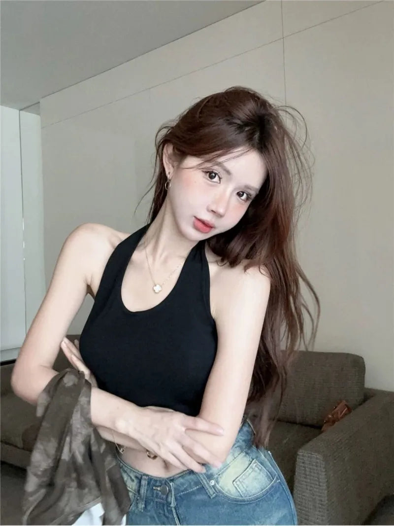 Y2k Halter Top Tie Dye Long Sleeved T Shirts Strap 2 Piece Set Korean Sexy Slim Fit Crop Tops Autumn Girl Interior Harajuku Tee