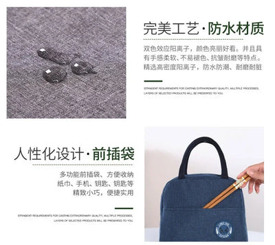 Functional Pattern Cooler Lunch Box Portable Insulated Canvas Lunch Bag Thermal Food Picnic Lunch Bags For Women Kids