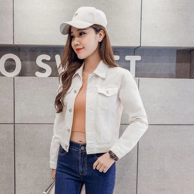 Spring Autumn Women Short Denim Jacket Candy 8 Colors Streetwear Chic Jean Coat Lady Slim Small Outerwear Female casual Tops