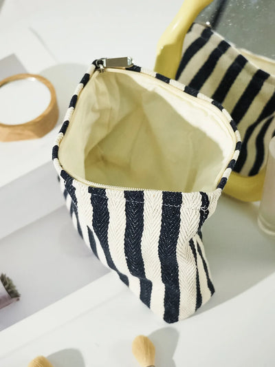 Women Waterproof Cosmetic Bag Storage Vertical Stripe Cosmetic Bag Makeup Case Travelling Pouch For Ladies Pencil Case