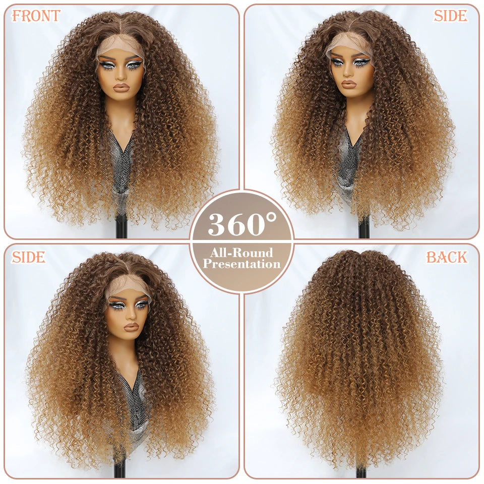 Lace Front Wigs 24 Inch Synthetic For Afro Women Chocolate Brown Lace Front Wigs For Female Curly Lace Front Wigs With Baby Hair
