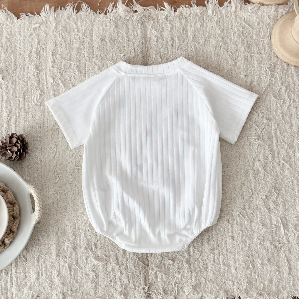 Summer New Newborn Baby Girl Clothes Summer Romper Short-Sleeved Home Clothing Jumpsuit Flower Embroidery Toddler Bodysuit