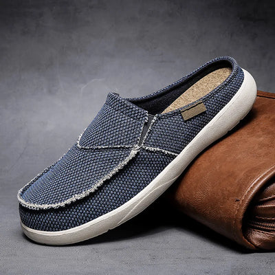 Men Half Shoes Slippers Summer Canvas Casual Classic Outdoor Slip-on Men Light Breathable Flat Loafers Walking Shoe Zapatillas
