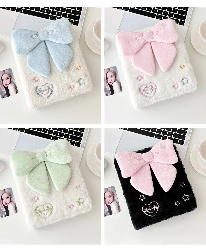 Kawaii A6 Bow Kpop Photocard Binder Collect Book Idol Plush Photo Card Holder Photocards Album