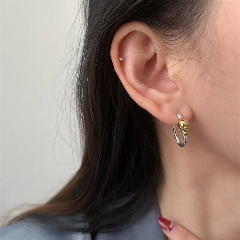 XIYANIKE Punk Hip Hop Skeleton Ear Buckle Hoop Earrings For Women Girl Fashion New In Jewellry Lady Gift Party pendientes mujer
