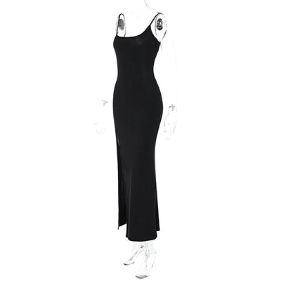 Dulzura Sleeveless Side Slit Lace Patchwork Backless Cami Maxi Dress Women’S Sexy Elegant Long Dress Party Clubwear Autumn