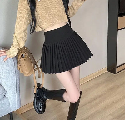 Women's High Waist Pleated Mini Skirt Summer A-Line White Anti Slip Design Skirt for Petite Figure Flattering Y2k Kawaii Skirts