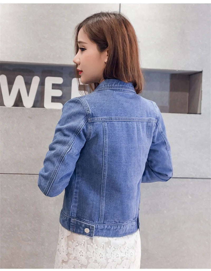 Spring Autumn Women Short Denim Jacket Candy 8 Colors Streetwear Chic Jean Coat Lady Slim Small Outerwear Female casual Tops