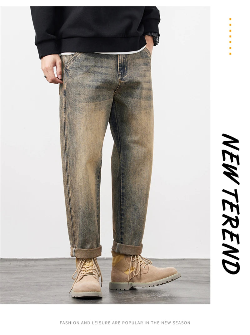 Men's Jeans Baggy Pants Loose Fit Harem Pants For Men Clothing Streetwear Fashion Pockets Patchwork Large Trousers Oversized 42