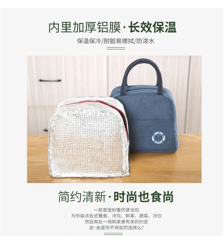 Functional Pattern Cooler Lunch Box Portable Insulated Canvas Lunch Bag Thermal Food Picnic Lunch Bags For Women Kids