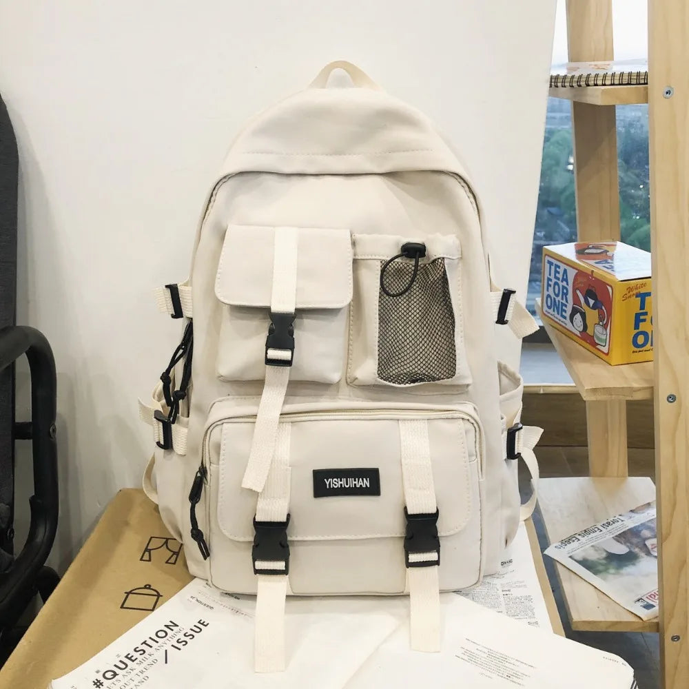 Casual Nylon Student Backpack Canvas Harajuku Shoulders Bag Rucksack Large Capacity School Bag Lady
