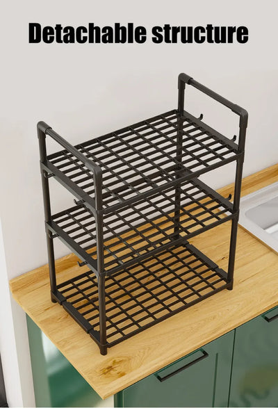 2/3Layer Kitchen Storage Shelf High-capacity Easy To Install Seasoning Rack PP Material Modern Minimalism Kitchen Furniture