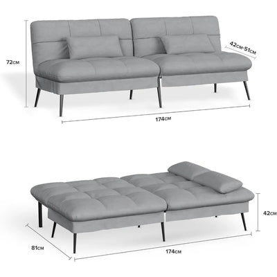 Sofa Bed with Sleep Function - Convertible Cushion Cover - Corner Sofa -3-seater Guest Sofa - with Adjustable Backrest