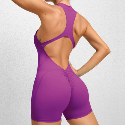 New Zip Up Rompers Scrunch Butt Yoga Sets Sleeveless pants Jumpsuit for Women Fitness Gym Clothing Workout Open Back Sports Suit