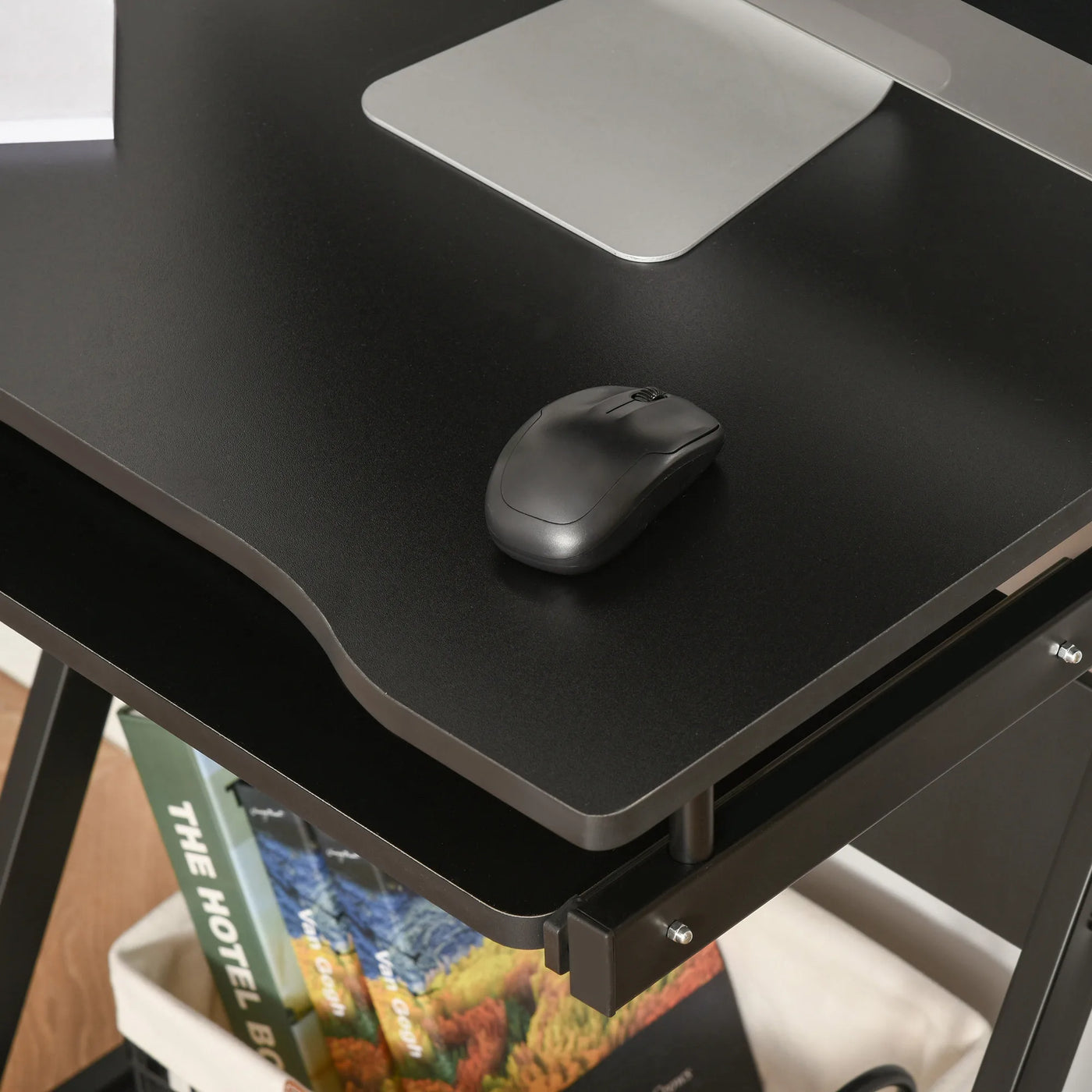 Movable Computer Desk with 4 Moving Wheels Sliding Keyboard Tray Black
