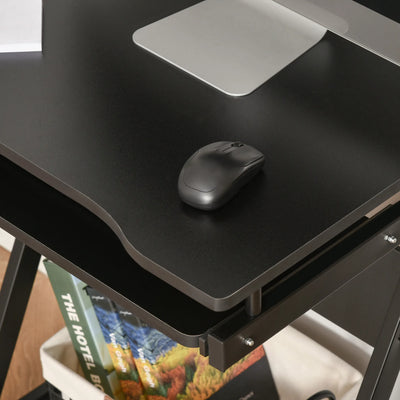 Movable Computer Desk with 4 Moving Wheels Sliding Keyboard Tray Black