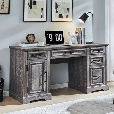 Large Computer Desk with Drawers, Embossed Texture Home Office Desk, Workspace for Work Study Writing