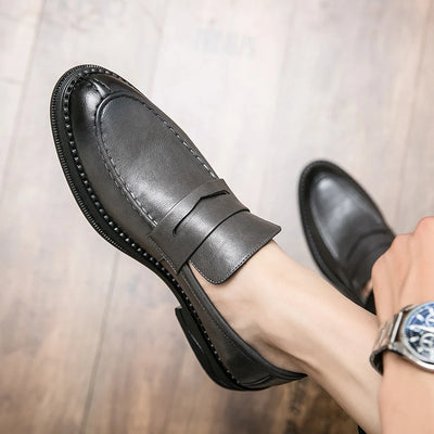 Premium Silver Business Shoes Men's Oxford Shoes Leather Brand Loafers Slip On High Quality Wedding Shoes Soft Sole Dress Shoes