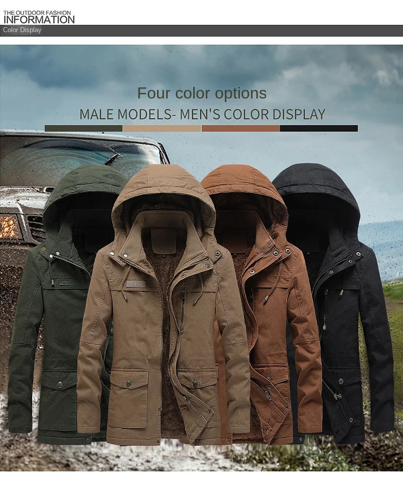Men's Casual Cotton-padded Jacket Warm Waterproof Crisp High-quality Fabric Comfortable Skin Breathable Wear Resistant Coats