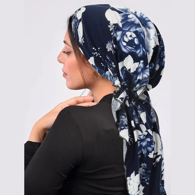 2024 New Women Pre-Tied Turban Cap Muslim Hijab Cancer Chemo Flower Print Hat Cover Hair Loss Head Scarf Wrap Strech Bandana