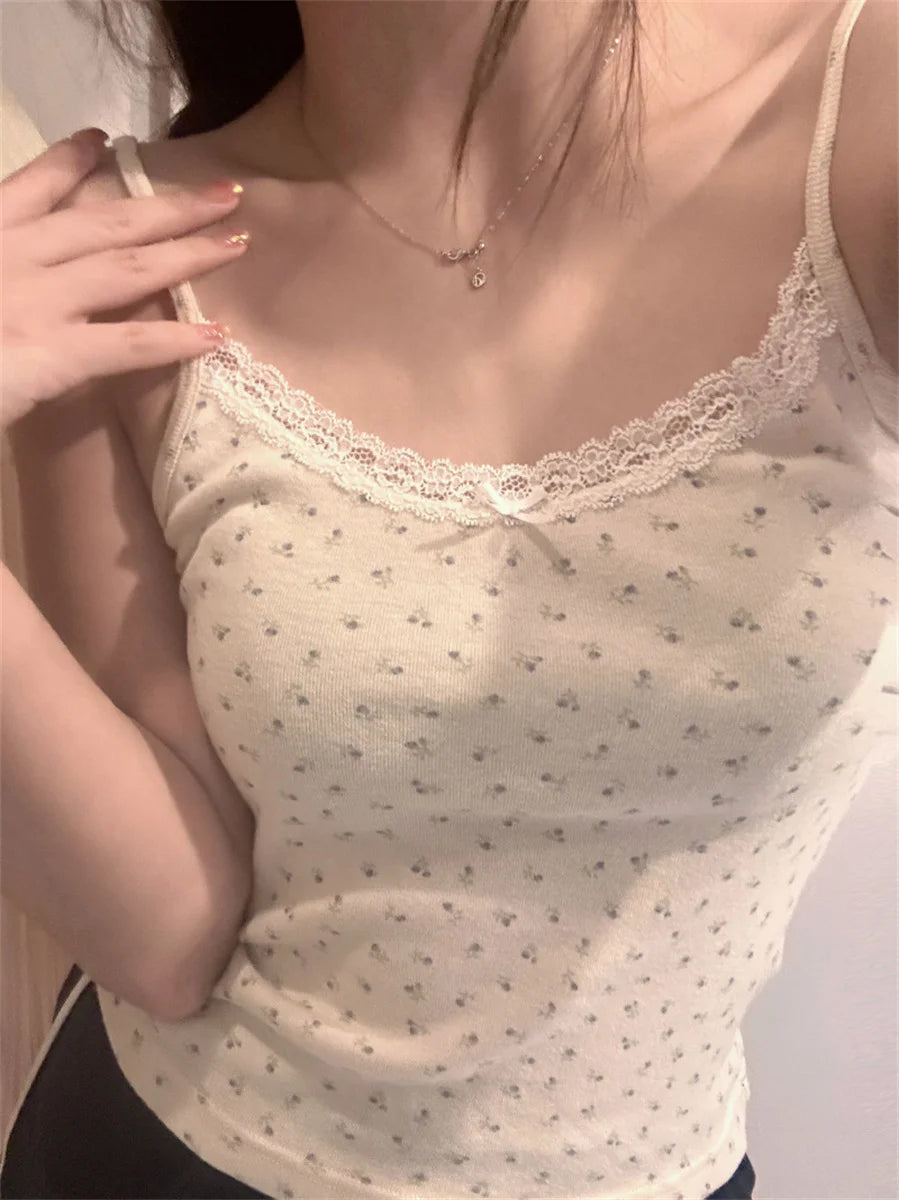 Y2k Short sleeve Sexy U Collar Floral Print Lace Slim T-shirt 2025 Summer Women Clothing Floral Slim Shirt Button T-shirt Top