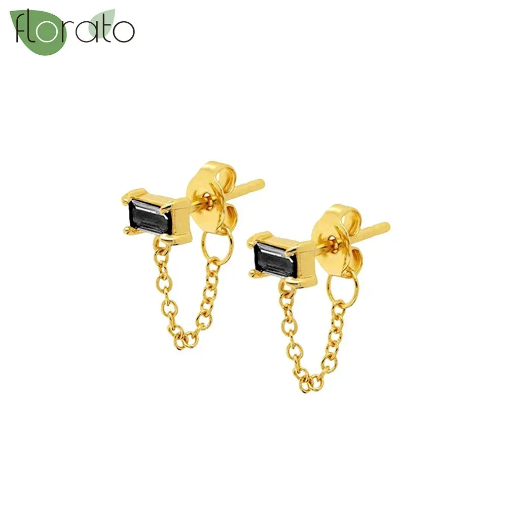 925 Sterling Silver Needle Fashion Round Pendant Small Earrings Luxury Gold Hoop Earrings for Women Premium Black Jewelry Gifts