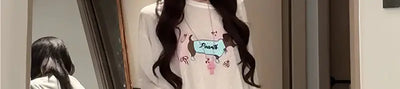Women's Summer White Sheer Dachshund Print Loose Slim-Fit Long Sleeve T-Shirt Sun Protection Cover-Up Sweet Sexy Casual Lazy Top