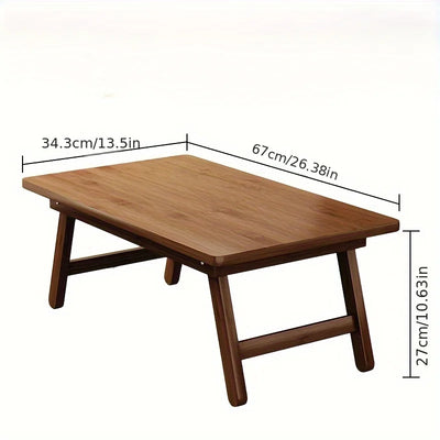 Versatile Foldable Coffee Table - Brown, Bamboo Top, Contemporary Style for Bay Window, Balcony, or Study Area