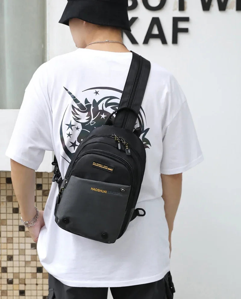 Men Nylon Small Backpack Rucksack  Multi-Functional Casual Travel Male Messenger Cross Body Chest Bags Knapsack Daypack