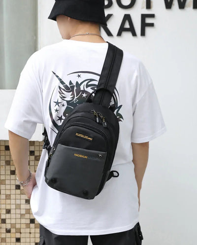 Men Nylon Small Backpack Rucksack  Multi-Functional Casual Travel Male Messenger Cross Body Chest Bags Knapsack Daypack