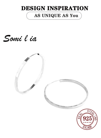 Somilia - 100% 925 Sterling Silver Women's Big Hoop Earrings New Collection Jewelry Fashion Women 18K Gold Plated серьги кольца