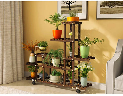 Household Balcony Flower Rack Solid Wood Multi-layer Indoor Outdoor Succulent Pot Rack Living Room Bonsai Hanging Pot Rack Table