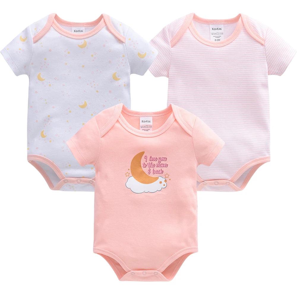 3 Pcs/set Baby Girls Rompers Elephant Cute Print Girls Bodysuit Pink Summer Short Sleeve Jumpsuit 100% Cotton Soft Baby Clothes
