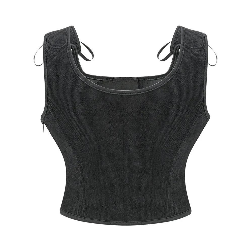 Women's Retro Lace Up Corsets with Straps Steampunk Bustier Crop Top Women Body Shaper Slimming Vest