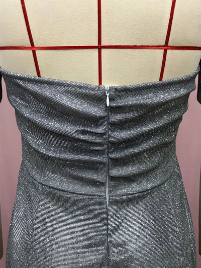 BKLD 2025 Evening Party Dress Sequin A-Line Strapless Sexy Fashion Solid Color Split Long Dresses Solid Color Women Clothing