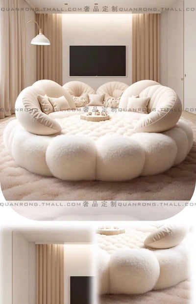Round Aesthetics Soft Bed Frame European Full Master Bedroom Hotel Create Bed King Size Fashionable Modern Cama Casal Furniture