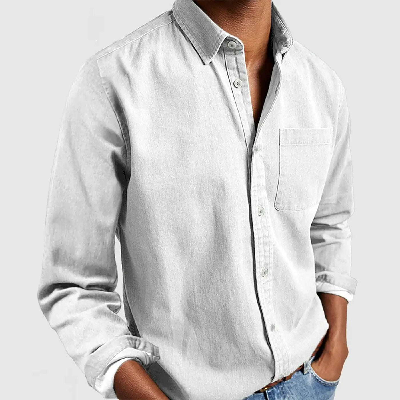 Loose Shirts Men'S Lightweight Long Sleeved Shirt Spring Summer Men'S Casual Cotton Linen Solid Color Long Sleeve Shirts