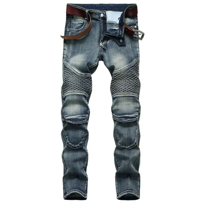 Jeans Men Long Pencil Pants Denim Pant High Waist Slim Fit Simple Zipper Splice Casual Regular Autumn Winter Straight Trousers