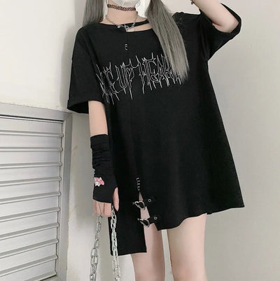 Oversized Tops Harajuku Tshirts Summer Y2k Off Shoulder Japanese T Shirt Women