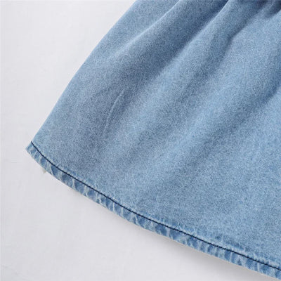 1-3 Years Summer Toddler Baby Girl Fashion Dress Bubble Sleeve Lapel Jeans Casual Dresses Birthday Party Costumes for Kid Girls