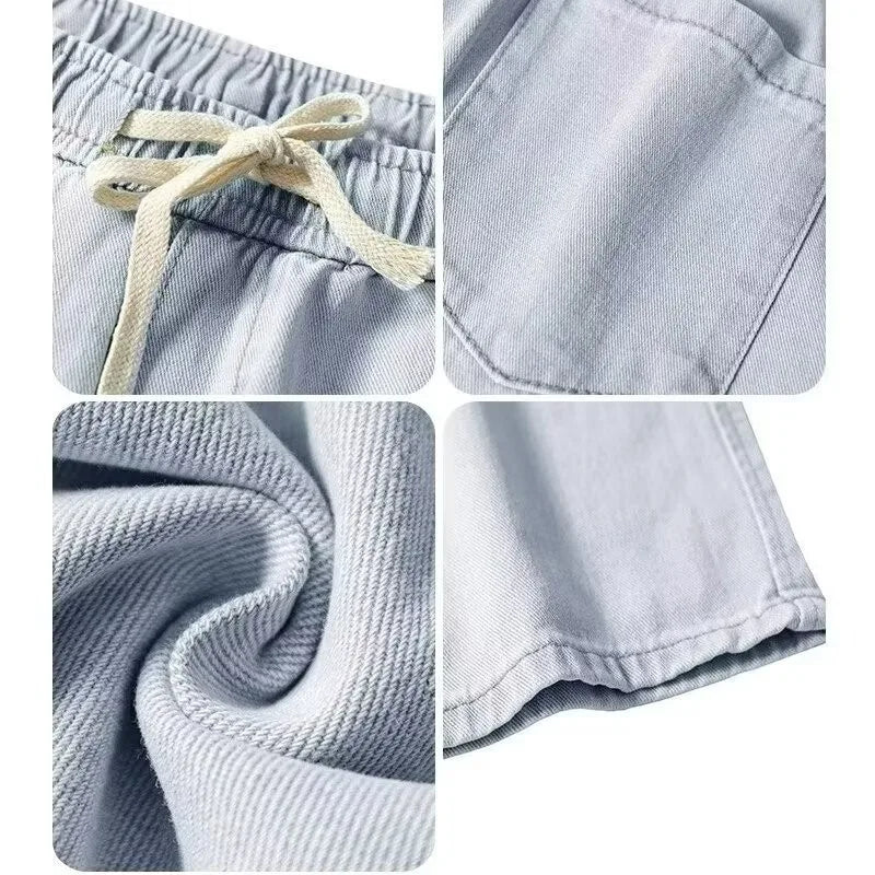 2025 Spring and Autumn New Jeans Men's Loose Straight Straight Solid Color Casual Trendy Versatile Wide Leg Long Pants
