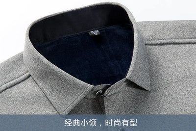Autumn Winter Men Fleece Warm Shirt Fashion Solid Long Sleeve Business Shirt Plaid Thick Warm Shirts NS5517