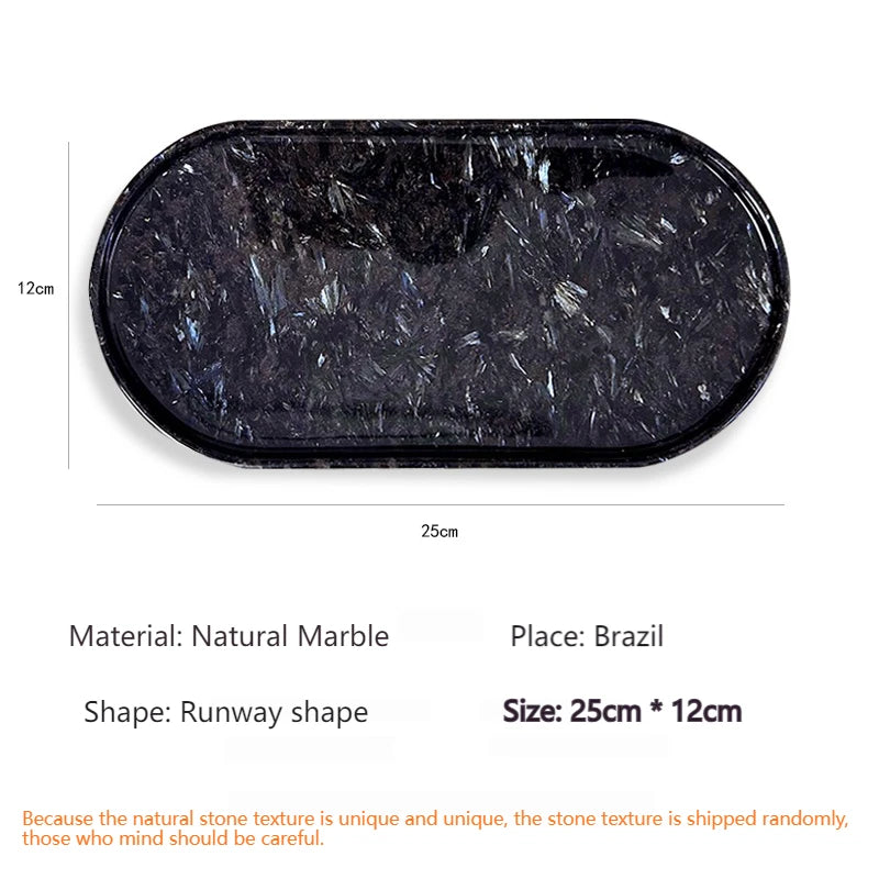 Luxury Green Marble Oval Tray: Bathroom Organizer & Fruit Serving Platter, Waterproof Stone Decor for Hotel Spa Home Kitchen