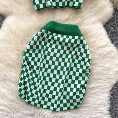 2025 New Vacation Style Plaid Suits Women Strapless Hotsweet Mini Tops+High Waist Bodycon Skirt Fashion Casual Knitted Sets