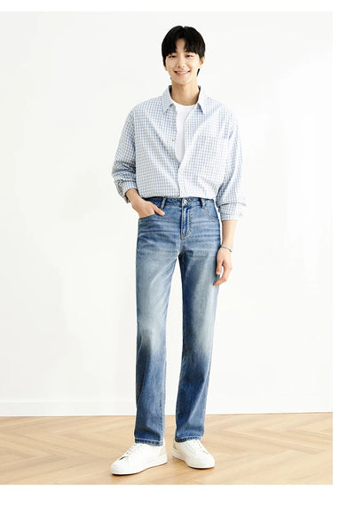 Semir Jeans Men Straight-Leg Retro Distressed 2025 New Summer Pants Cool Feeling Long Pants for Everyday and Trendy Outfits