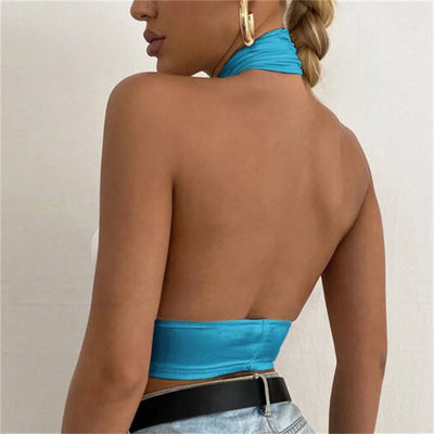 Cross Neck Halter Crop Top