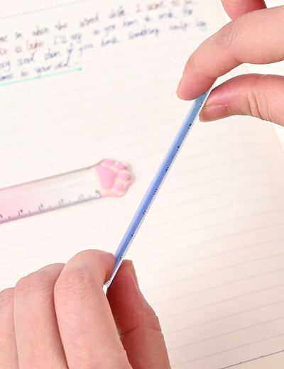 15cm Cat Claw Ruler Gradient Color Clear Scale Straight Measuring Rule Bookmark Stationery Office School A7588